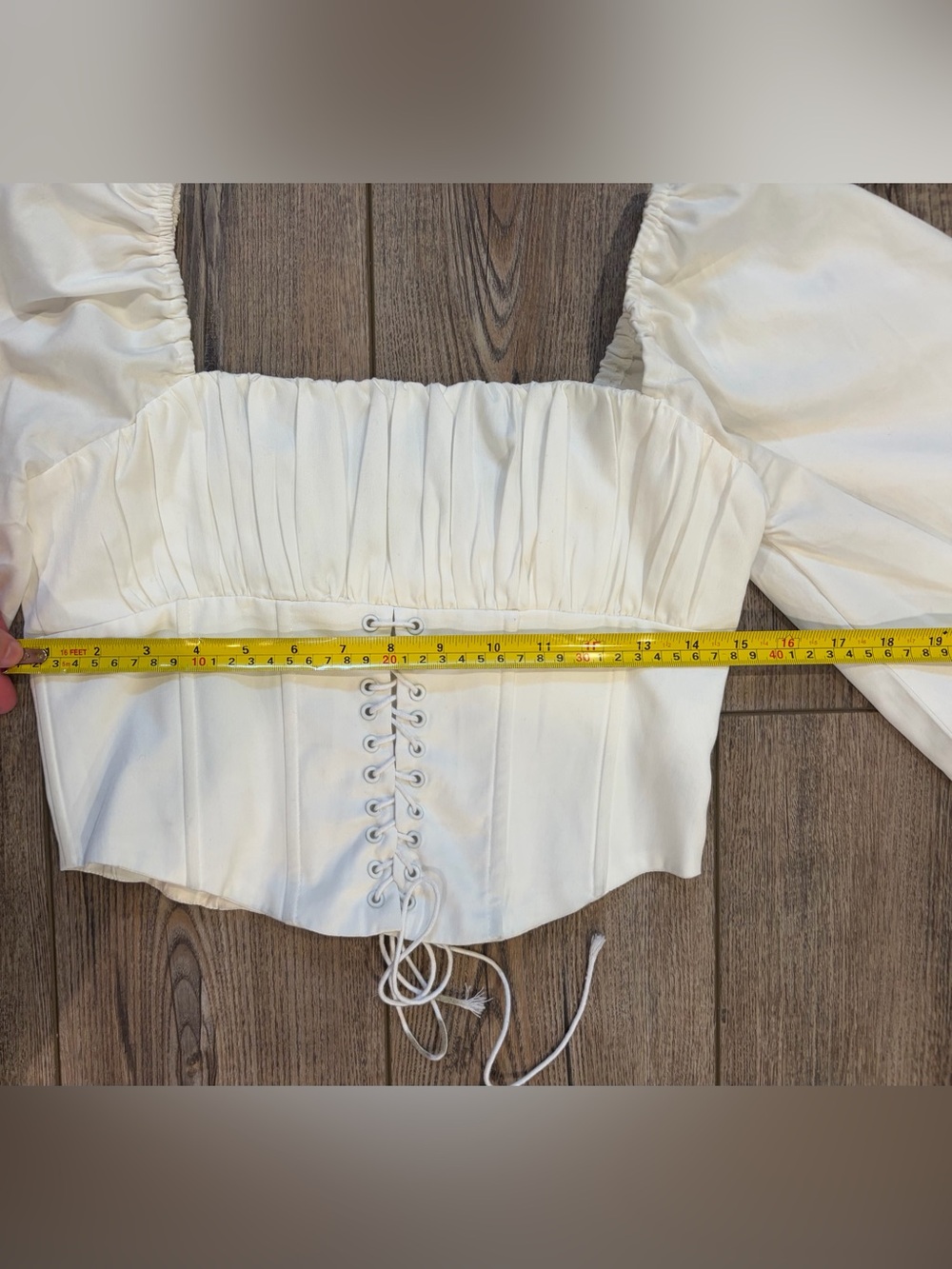 Princess Polly White Lace Up Corset Top Puff Sleeve Crop Blouse US 6 - Picture 11 of 13